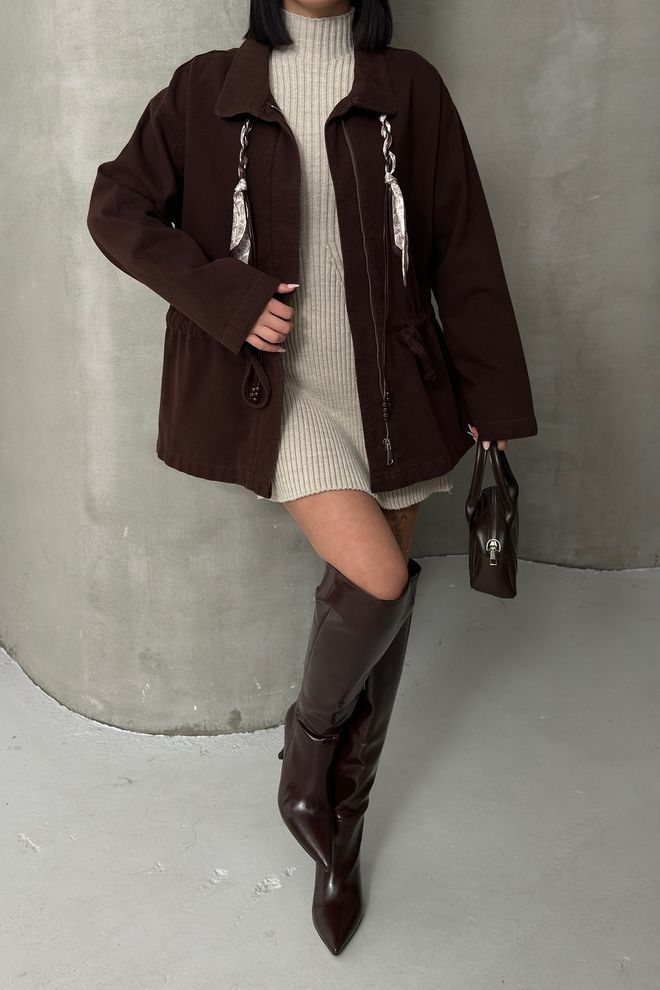 XLove Brown Casual Streetwear Elegant Jacket Wholesale Clothing Spring