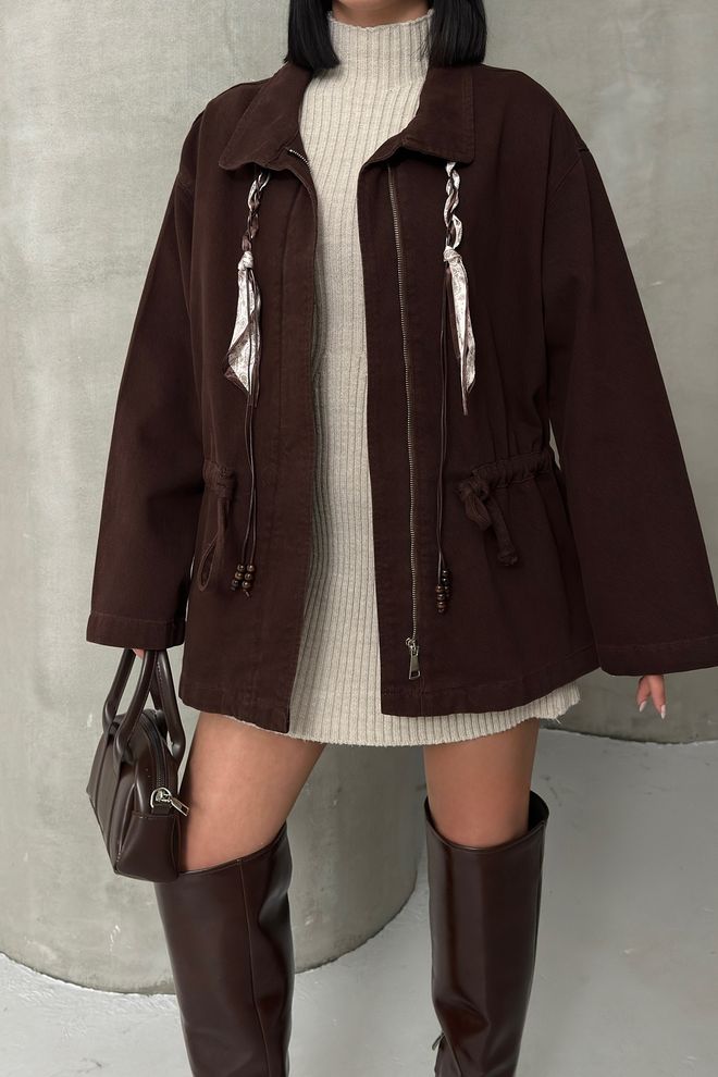 XLove Brown Casual Streetwear Elegant Jacket Wholesale Clothing Lounge