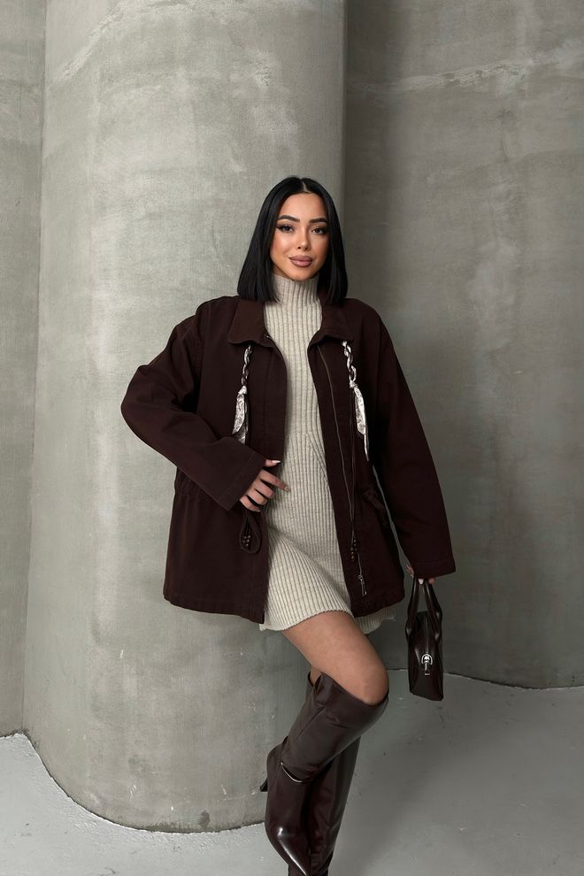 XLove Brown Casual Streetwear Elegant Jacket Wholesale Clothing 5