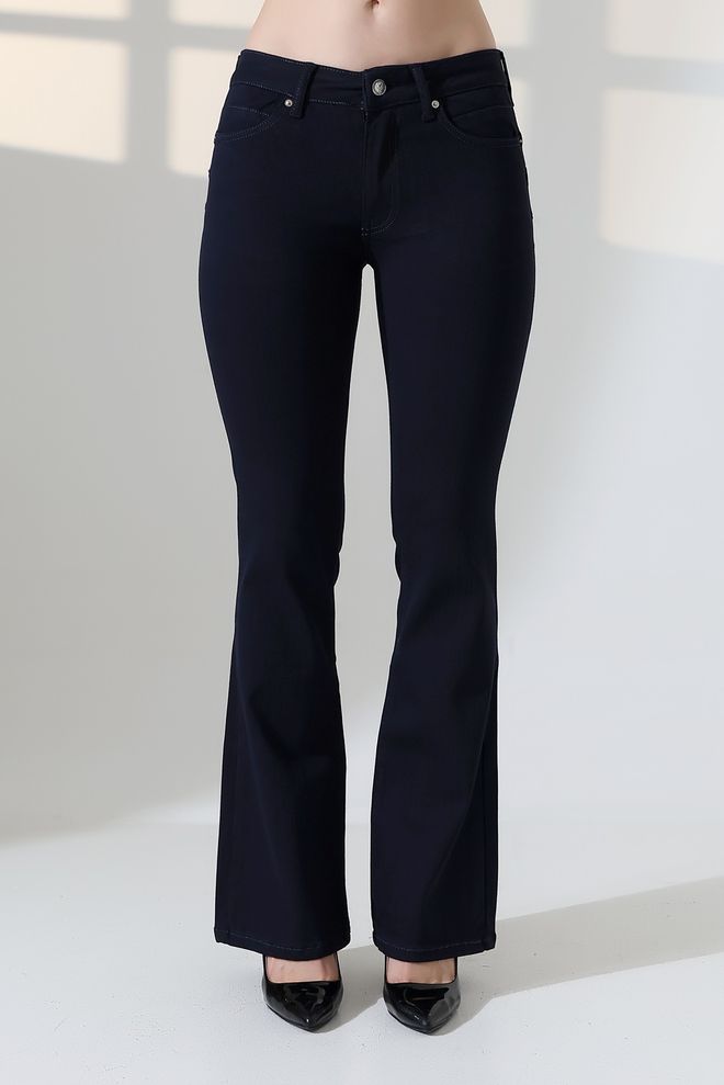 XLove Navy Blue Casual Vintage Bootcut Pants Wholesale Clothing 5