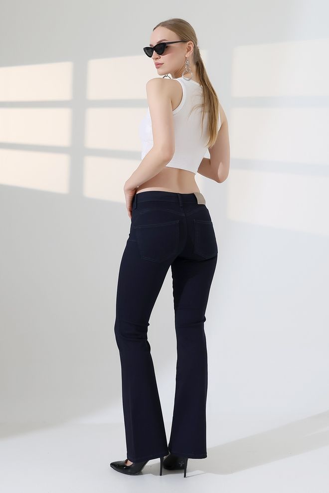 XLove Navy Blue Casual Vintage Bootcut Pants Wholesale Clothing Work