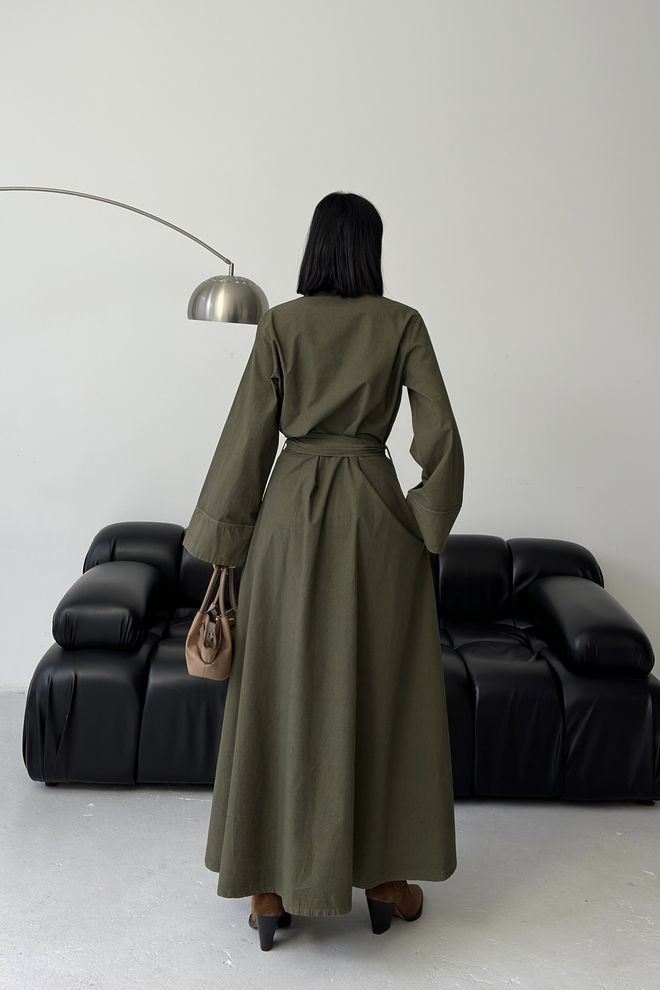 XLove Vestido Camisa Cáqui Casual Modesto Elegante Formal Roupas por atacado 1