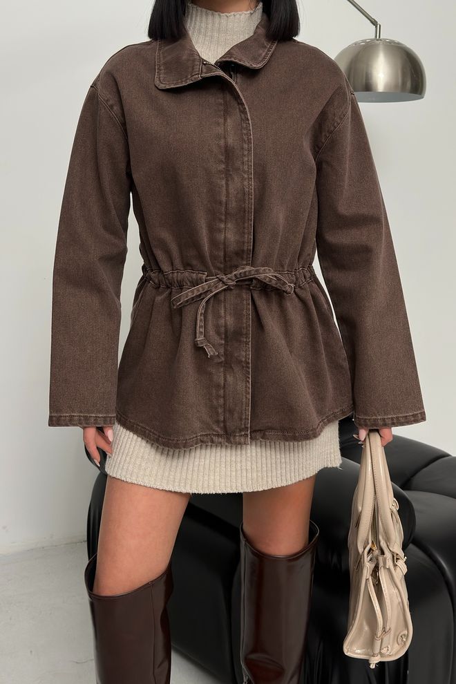 XLove Brown Casual Elegant Vintage Preppy Retro Jacket Wholesale Clothing Lounge