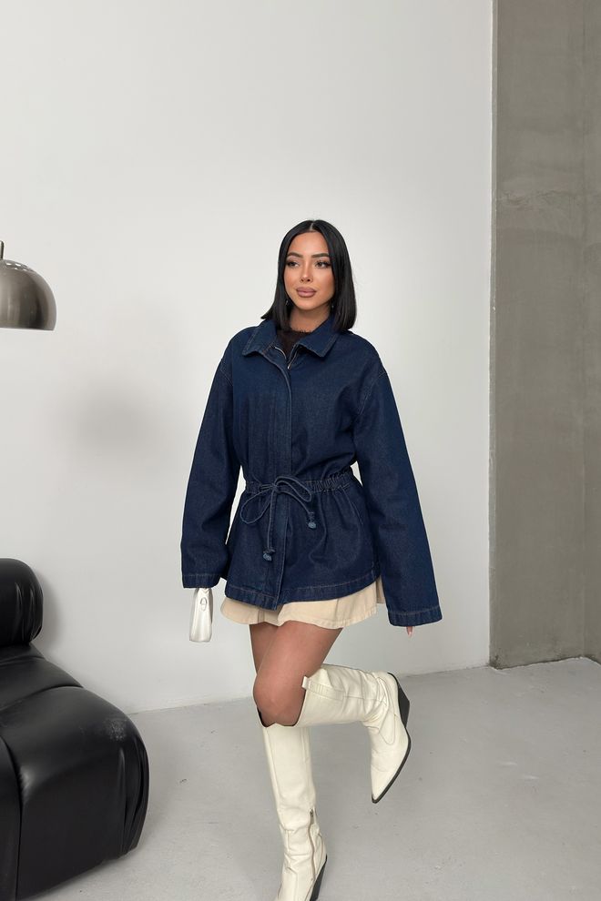 XLove Blue Casual Overshirt Jacket With Zip Up Closure Wholesale Clothing 1