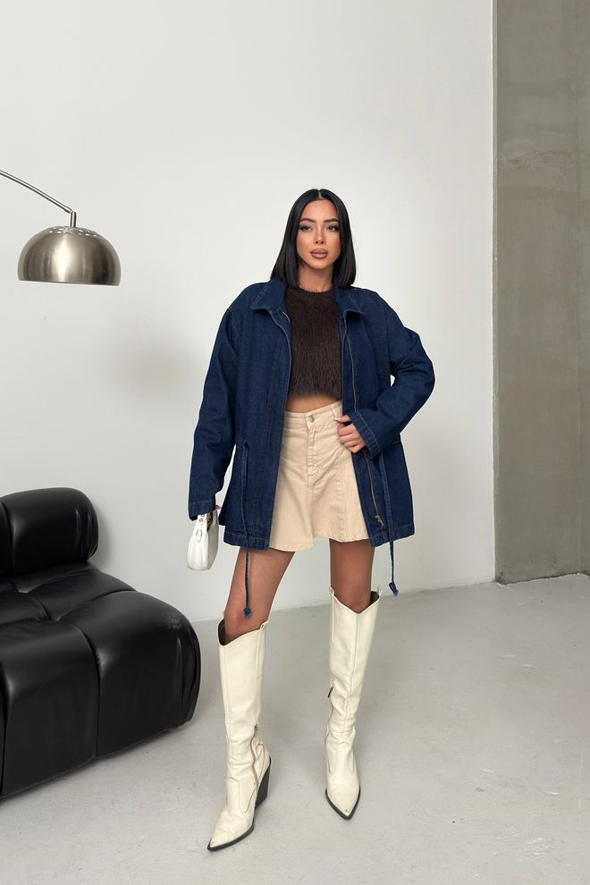 XLove Blue Casual Overshirt Jacket With Zip Up Closure Wholesale Clothing 5