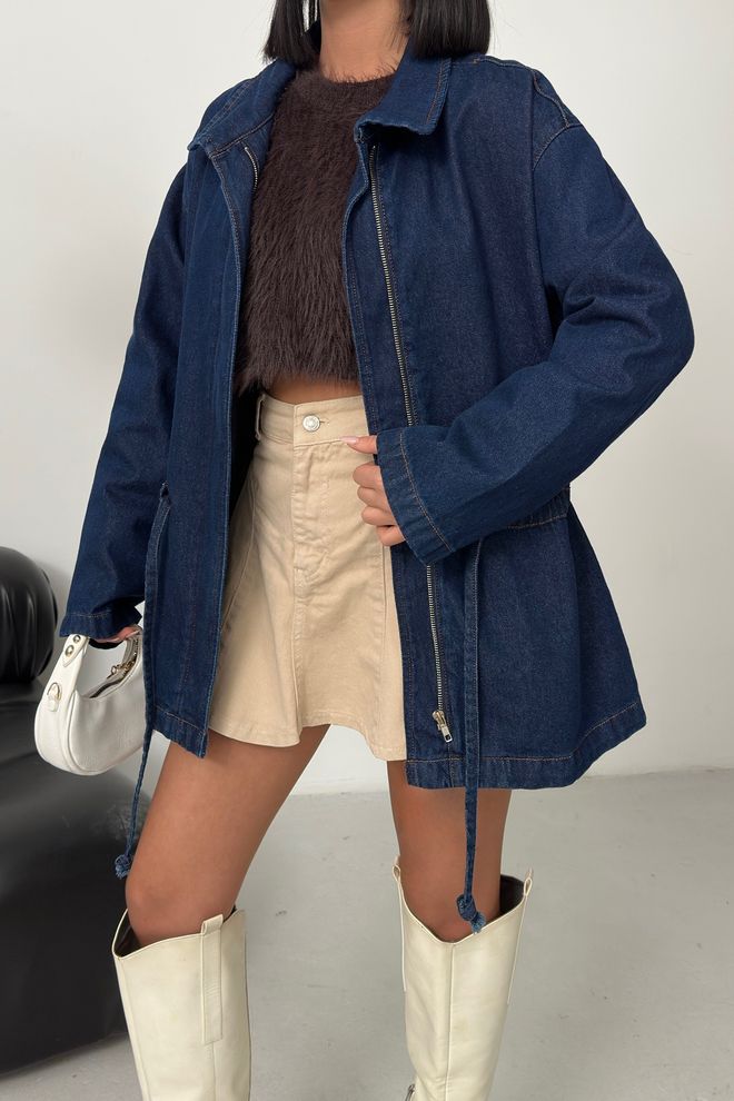 XLove Blue Casual Overshirt Jacket With Zip Up Closure Wholesale Clothing Vintage