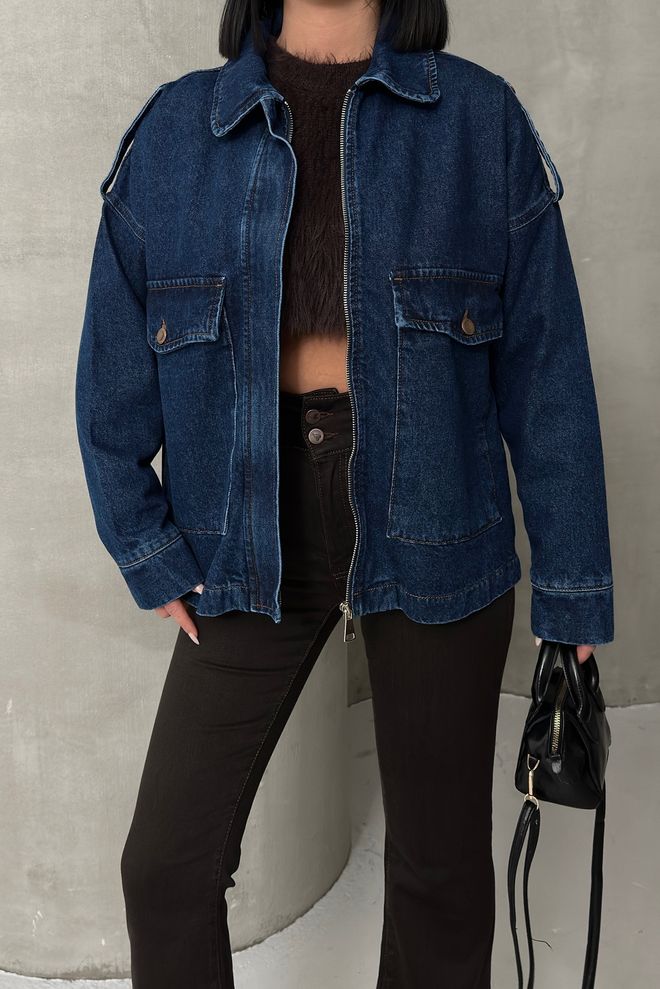 XLove Blue Oversized Fit Casual Jacket Wholesale Clothing Lounge