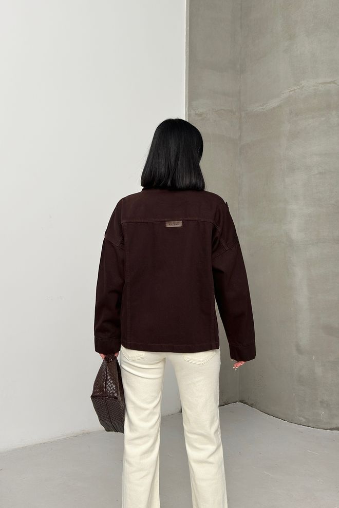 XLove Brown Oversized Fit Casual Shacket Jacket Wholesale Clothing 1