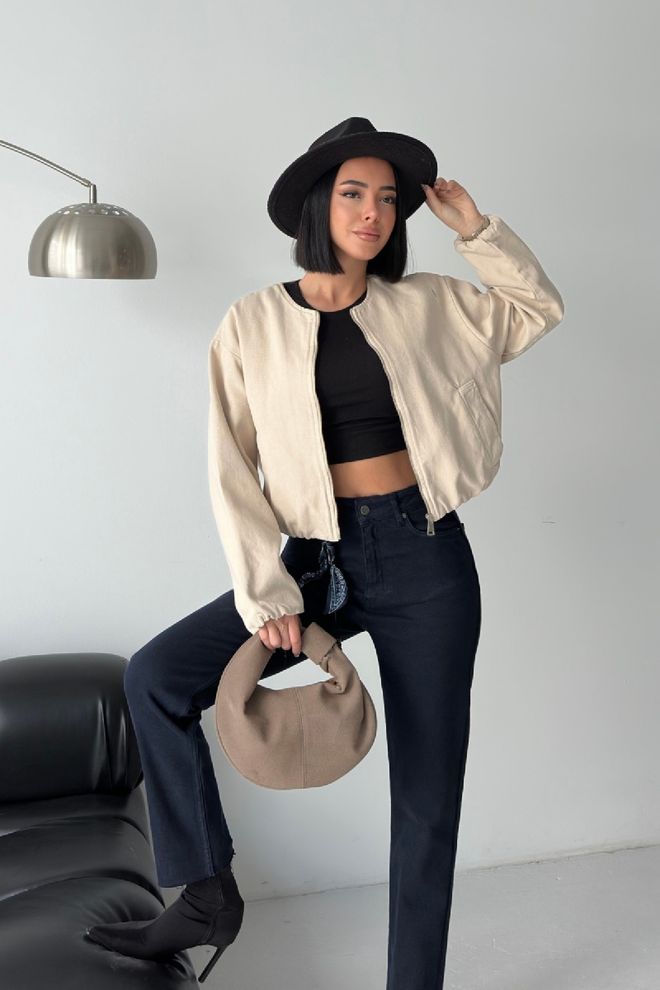 XLove Giacca A Vento Beige Casual Oversize Abbigliamento all'ingrosso Modesto
