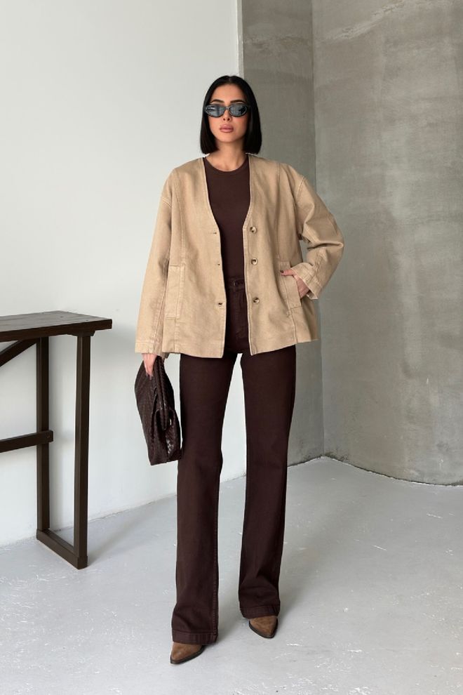 XLove Giacca Casual Beige Oversize Abbigliamento all'ingrosso Casuale