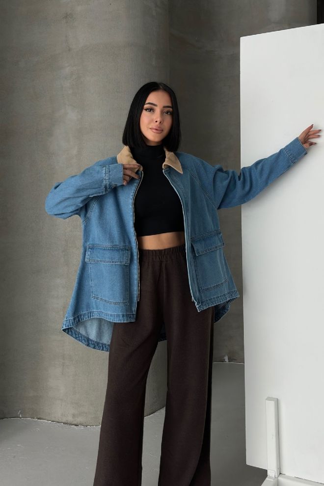 XLove Giacca Shacket Blu Vestibilità Oversize Abbigliamento all'ingrosso Casuale