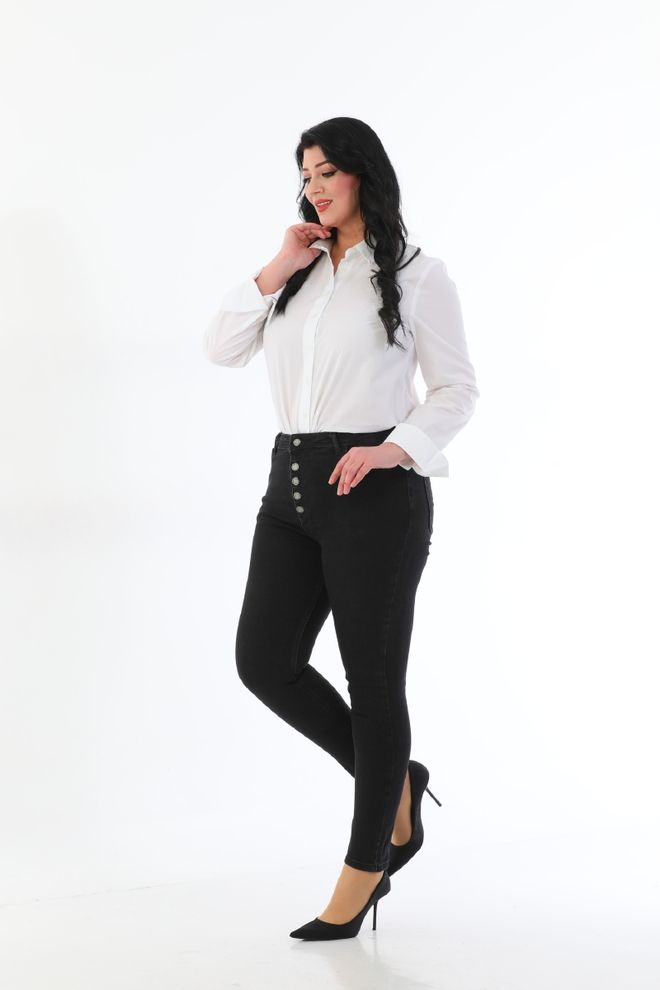 XLove Zwarte Grote Maten Casual Elegante Mom Jeans Hoge Taille Groothandel Kleding Lente