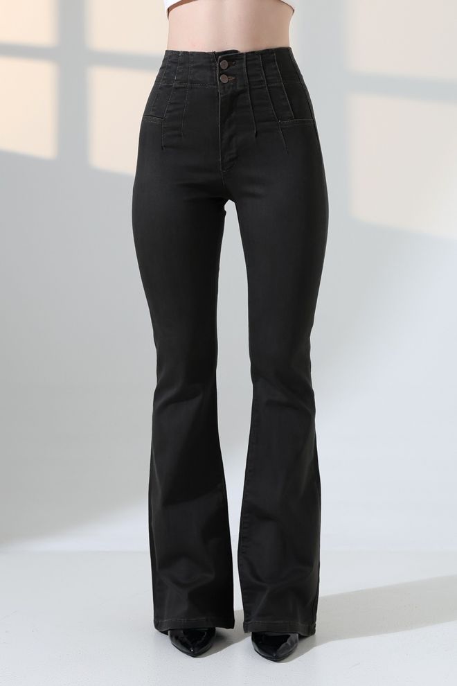 XLove Black Bootcut Flare Leg High Waist Pants Wholesale Clothing 5