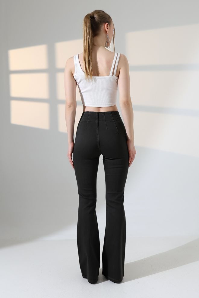 XLove Black Bootcut Flare Leg High Waist Pants Wholesale Clothing Vintage