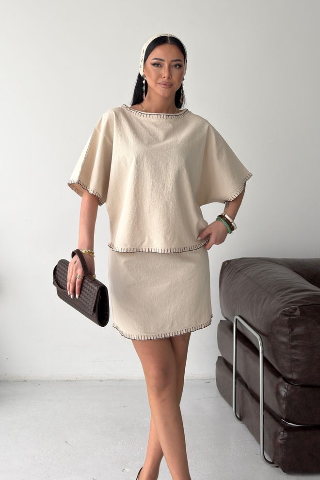 XLove Jupe Crayon Mini Beige Taille Haute Élégante Décontractée Vêtements en gros Décontracté
