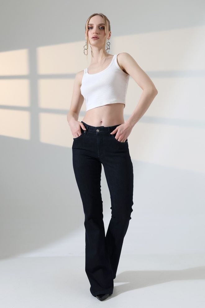 XLove Čierne Bootcut Nohavice S Rozšírenými Nohavicami – Vysoký Pás Dlhé Veľkoobchod s oblečením 5