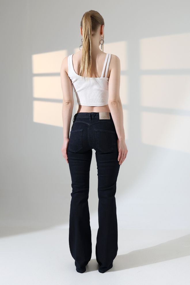 XLove Čierne Bootcut Nohavice S Rozšírenými Nohavicami – Vysoký Pás Dlhé Veľkoobchod s oblečením Streetwear