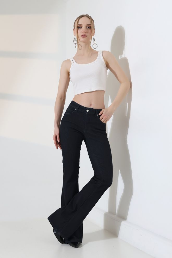 XLove Čierne Bootcut Nohavice S Rozšírenými Nohavicami – Vysoký Pás Dlhé Veľkoobchod s oblečením Doma