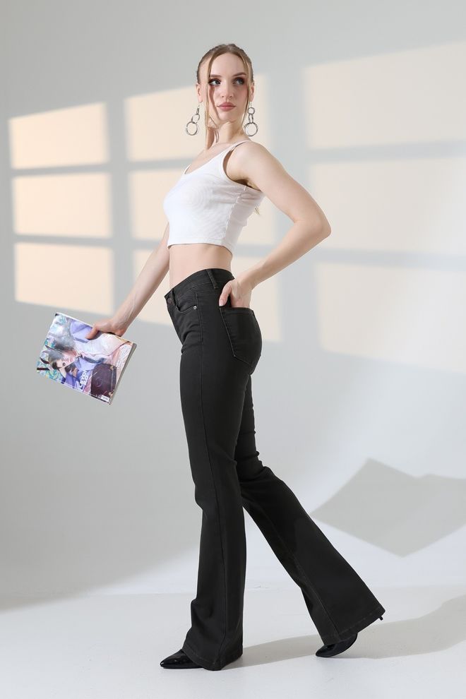 XLove Pantaloni Bootcut Casual Neri Con Gamba Svasata Abbigliamento all'ingrosso Primavera