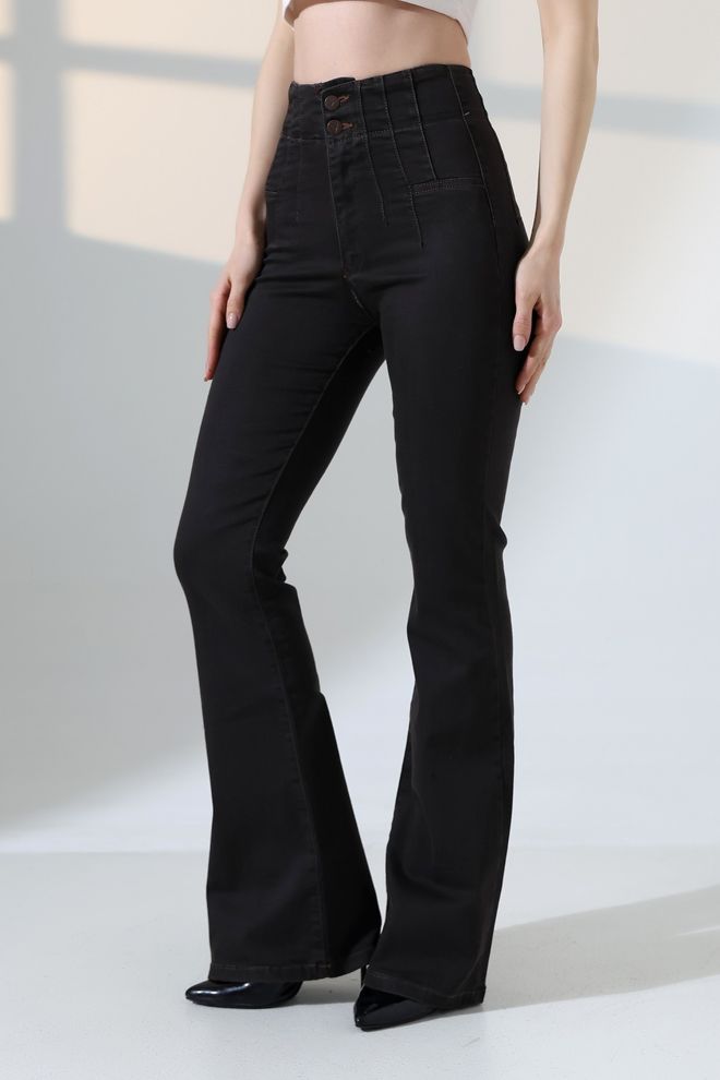 XLove Black Elegant Bootcut High Waist Pants Wholesale Clothing 1