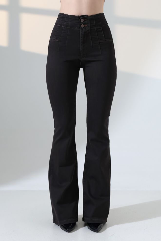 XLove Black Elegant Bootcut High Waist Pants Wholesale Clothing 5