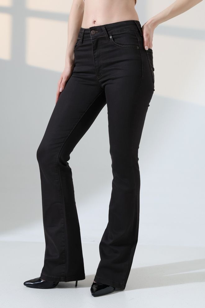 XLove Pantaloni Bootcut Neri Con Gamba Svasata Vita Media Abbigliamento all'ingrosso 1