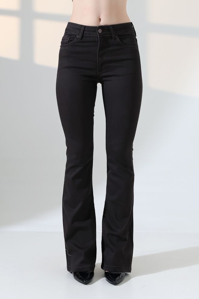 XLove Pantaloni Bootcut Neri Con Gamba Svasata Vita Media Abbigliamento all'ingrosso 5