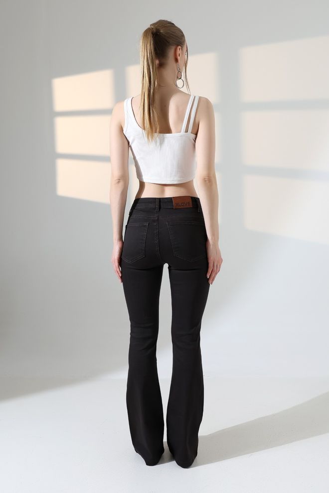 XLove Pantaloni Bootcut Neri Con Gamba Svasata Vita Media Abbigliamento all'ingrosso Primavera