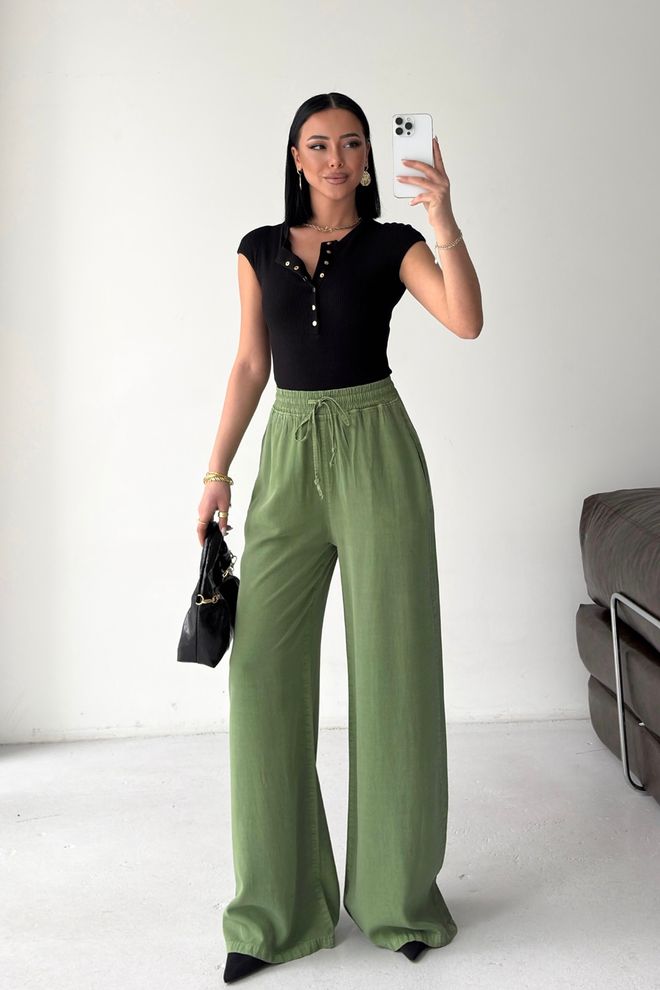 XLove Green Casual Elegant Palazzo Pants Wholesale Clothing Spring