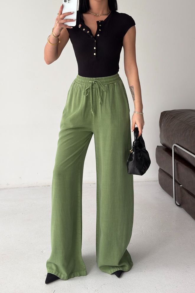 XLove Green Casual Elegant Palazzo Pants Wholesale Clothing Elegant