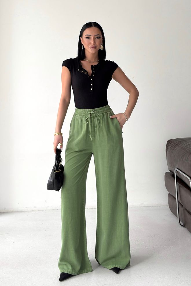 XLove Green Casual Elegant Palazzo Pants Wholesale Clothing Lounge