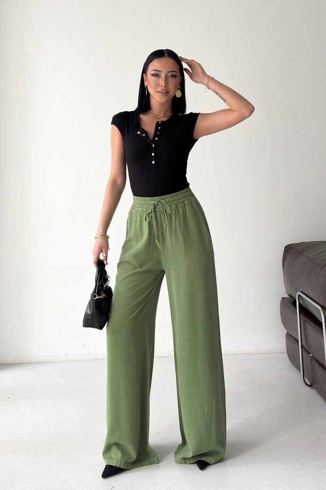 XLove Green Casual Elegant Palazzo Pants Wholesale Clothing Casual