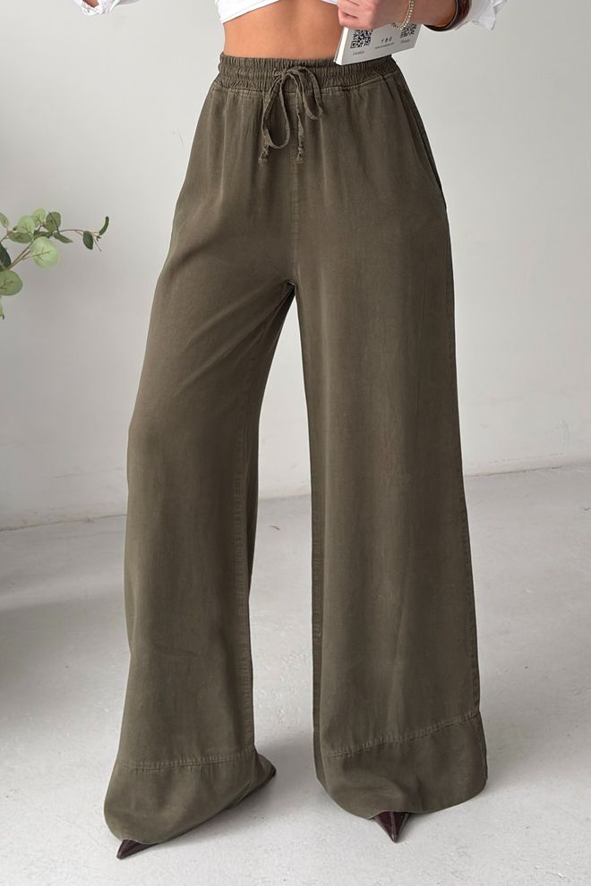 XLove Green Palazzo Pants With High Waist And Wide Legs Wholesale Clothing Boho