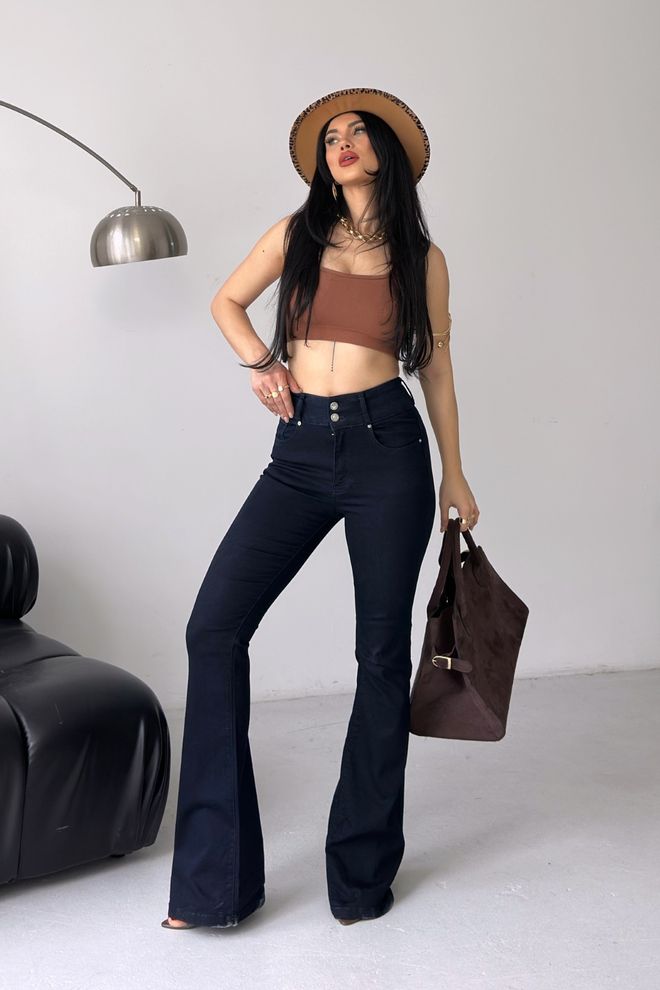 XLove Pensli Geniş Kemerli Kot Pantolon Toptan Giyim 0