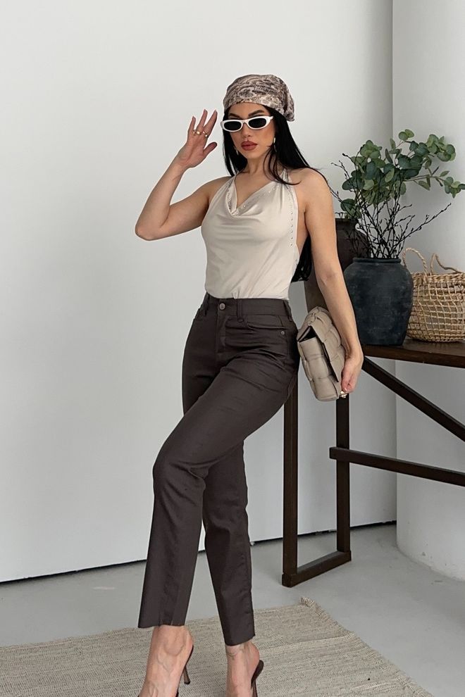 XLove Smeđe Ležerne Elegantne Cigareta Hlače Veleprodaja odjeće Proljeće