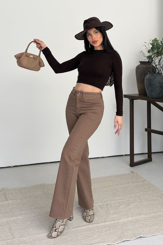 XLove Dekoratif Cep Detaylı Palazzo Kot Pantolon 1710 Toptan Giyim 0