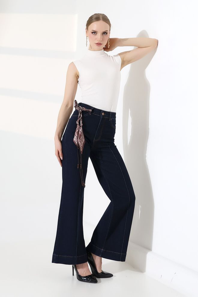 XLove Navy Blue Palazzo Pants Wholesale Clothing Vintage