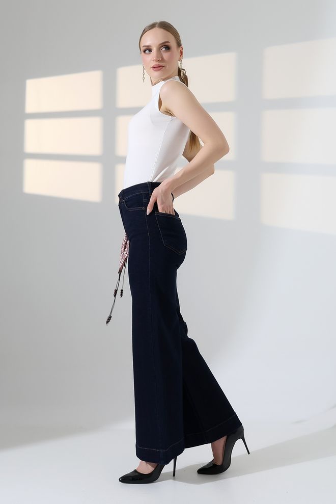 XLove Navy Blue Palazzo Pants Wholesale Clothing Work