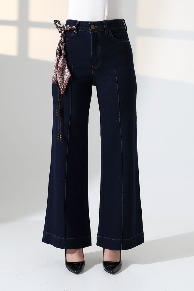 XLove Navy Blue Palazzo Pants Wholesale Clothing 5