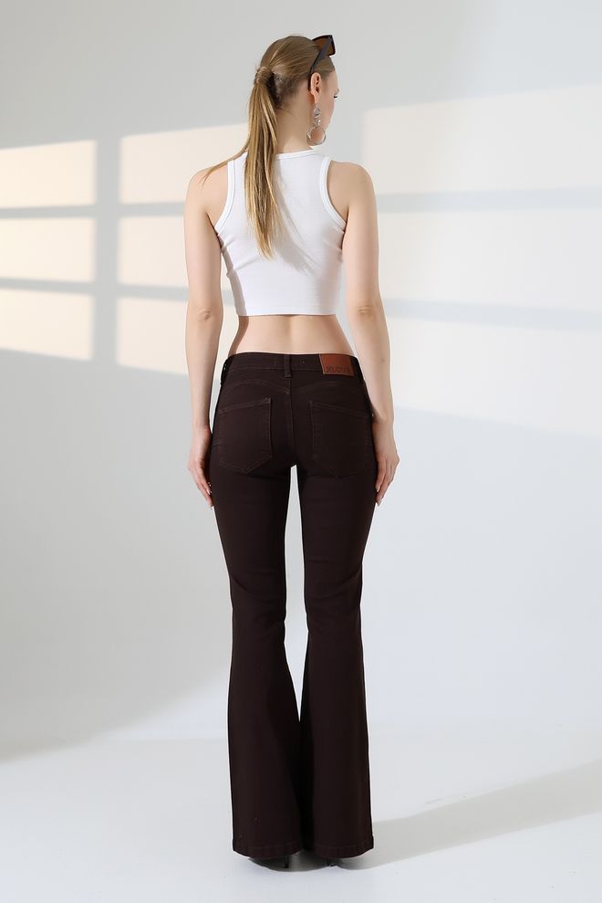 XLove Brown Retro Bootcut Flare Leg Pants Wholesale Clothing 1