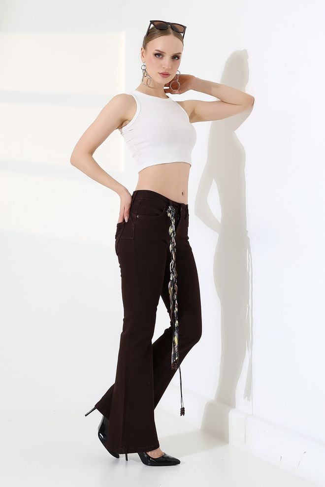 XLove Brown Retro Bootcut Flare Leg Pants Wholesale Clothing 5