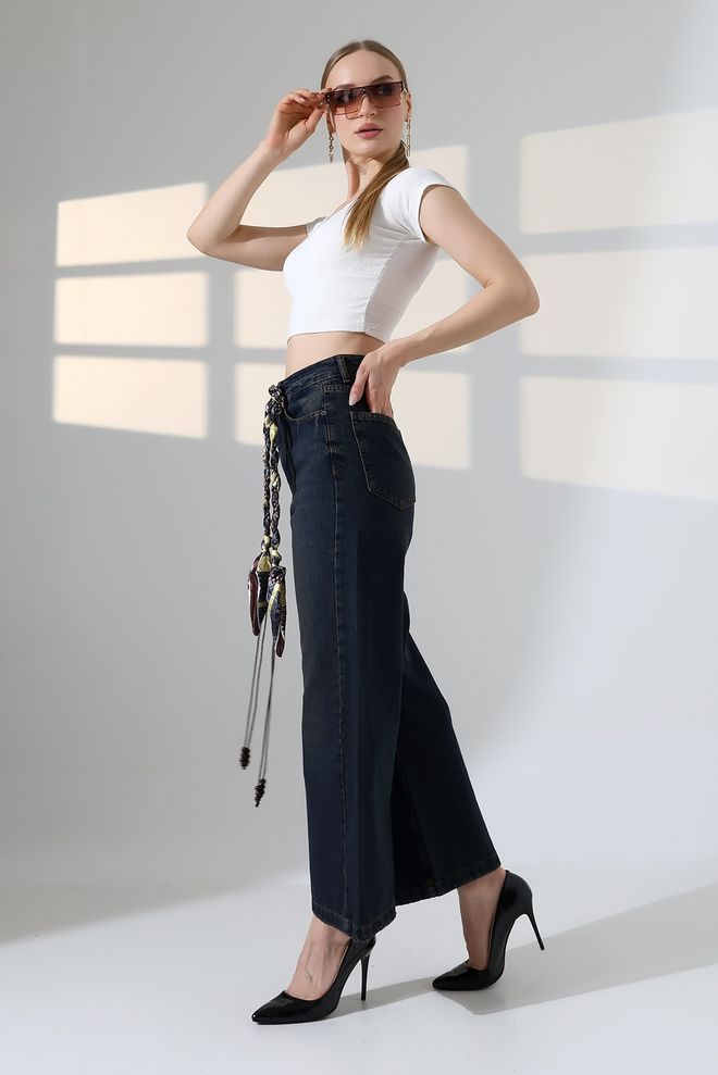 XLove Calças Palazzo Azuis Roupas por atacado A relaxar