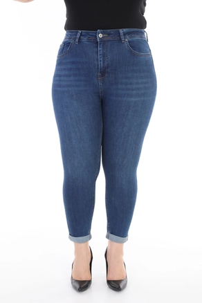 A model wears 37386 - Jeans - Dark Blue, wholesale undefined of XLove to display at Lonca