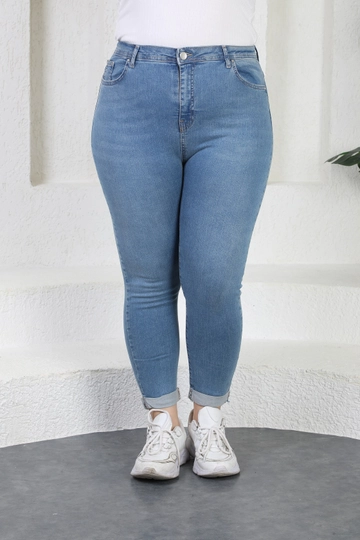 A wholesale clothing model wears  Jeans - Light Blue
, Turkish wholesale Jeans of XLove
