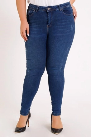 A model wears 37380 - Jeans - Dark Blue, wholesale undefined of XLove to display at Lonca