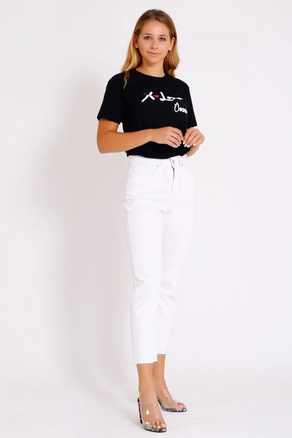 A model wears 37447 - Jeans - White, wholesale Jeans of XLove to display at Lonca