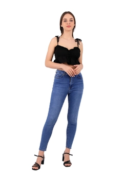A wholesale clothing model wears 37470 - Jeans - Light Blue, Turkish wholesale Jeans of XLove