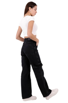 Una modella di abbigliamento all'ingrosso indossa 46367 - Jeans - Anthracite, vendita all'ingrosso turca di Jeans di XLove