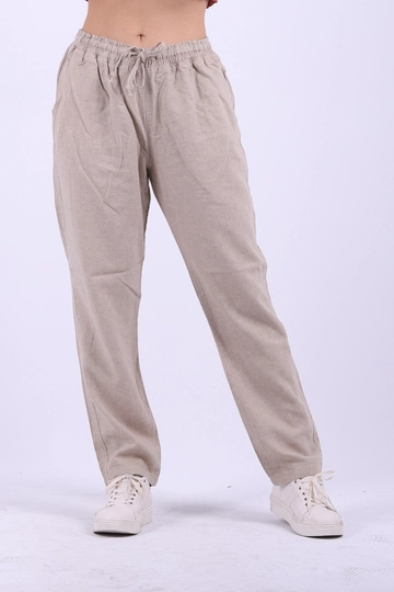 A wholesale clothing model wears  Pants - Natural
, Turkish wholesale Pants of XLove