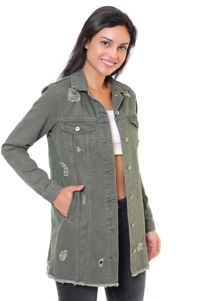 XLove Jeansjacke – Khaki Großhandelskleidung Modest